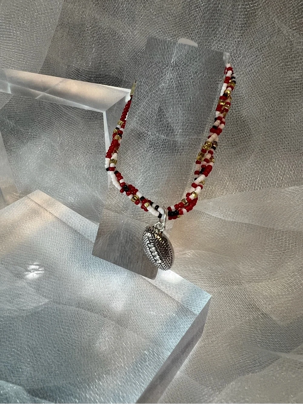 San Francisco 49ers Colors Football Charm Seed Bead Bracelet Unisex (FL1126)